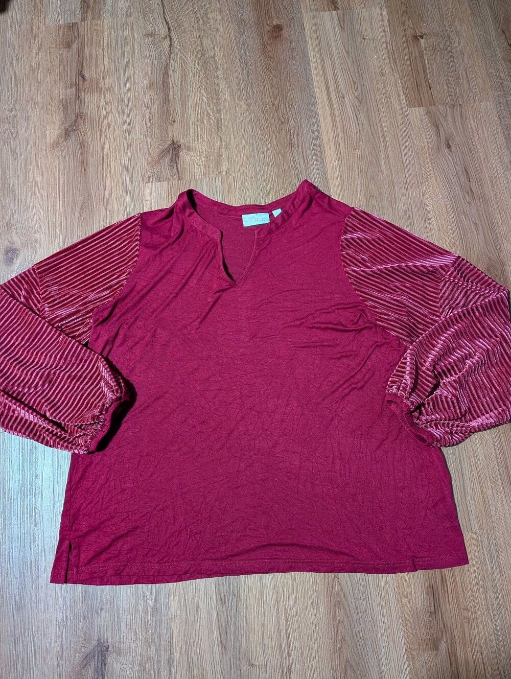Belle Kim Gravel Velvet Shadow Stripe Blouse XL